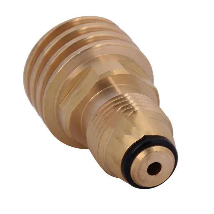 Gold-coloured brass gas brazing adapter with 7mm diameter and external taper thread