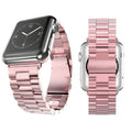 Classic stainless steel watchband in rose gold for 42mm watch case with metal link design