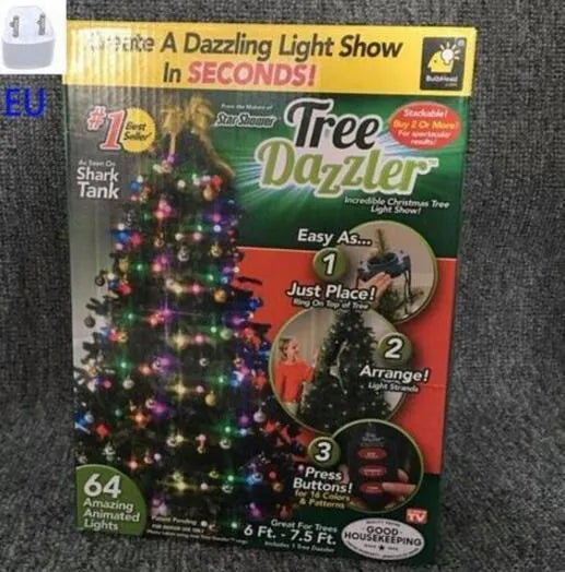64 LED Christmas tree light string with button control for dimming and colour change functions