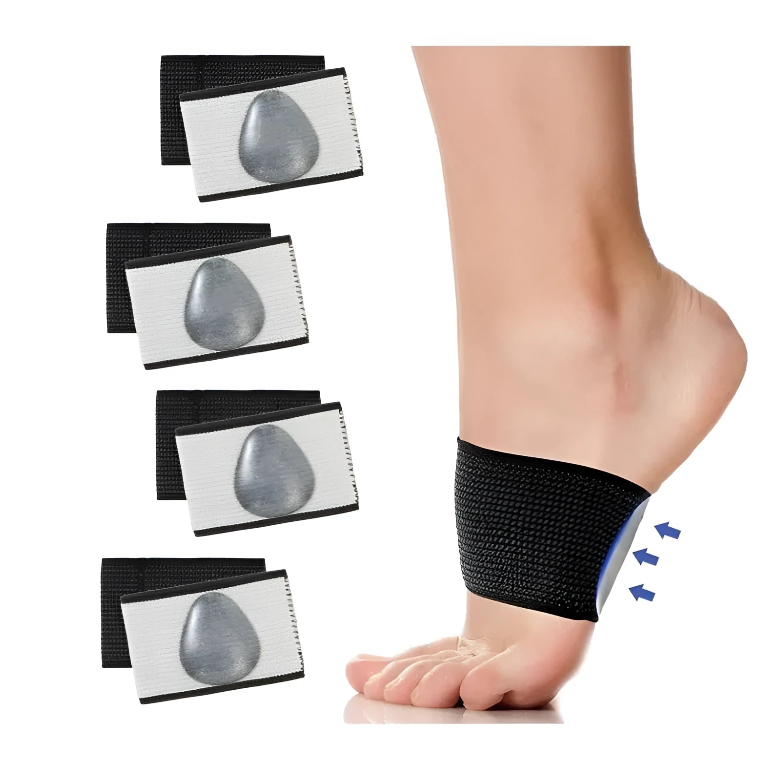Elastic foot bandage cover with heart pad design for arch support