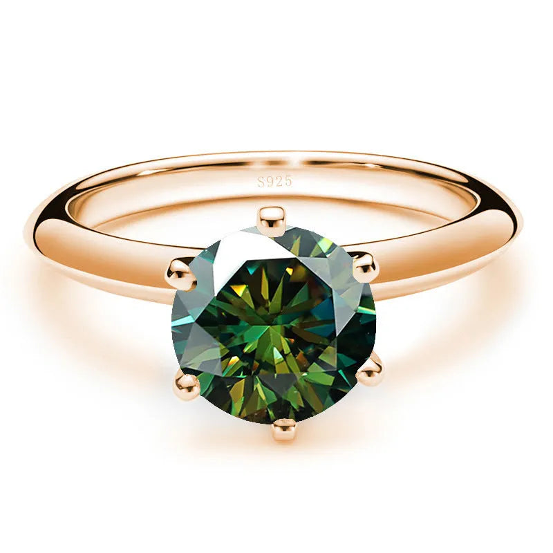 Moissanite ring for women S925 silver 18K gold plating round cut 1 karat white colour