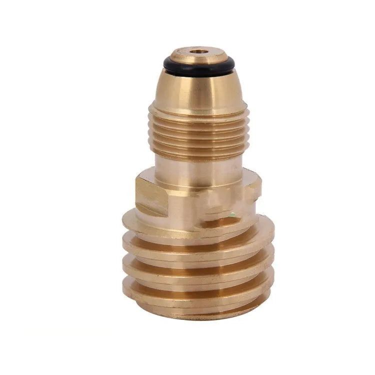 Gold-coloured brass gas brazing adapter with 7mm diameter and external taper thread