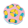 Blue interactive dog puzzle feeder toy with food compartments for mental stimulation during mealtimes