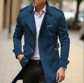Men's solid colour lapel jacket in mid-length cut with side seam pockets.