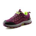 Breathable low top hiking shoes PU mesh upper rubber sole purple grey rose red sizes 36 to 44