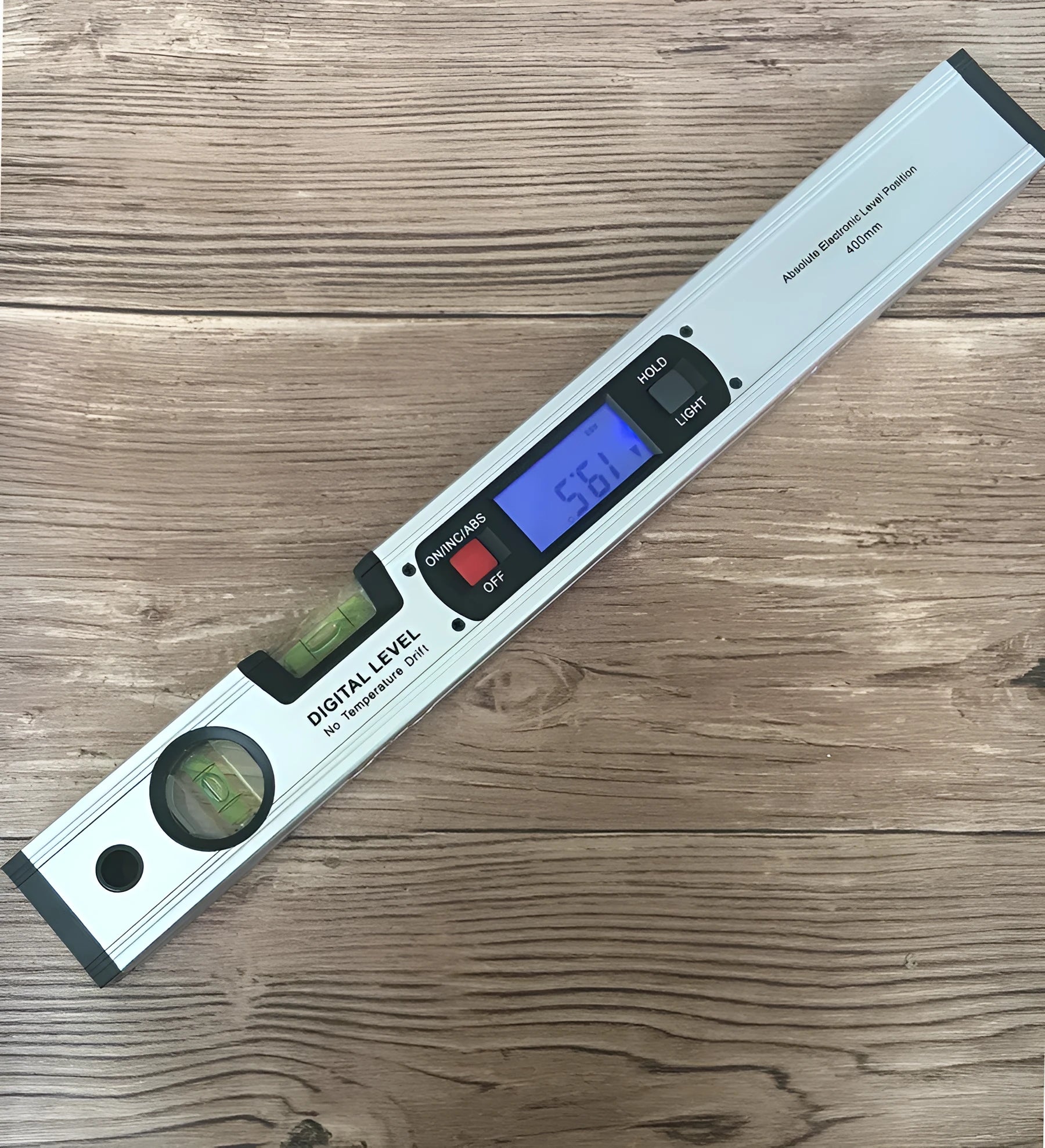 Digital angle meter 400mm electronic level ruler with flip-up LCD display and four magnets on base plate