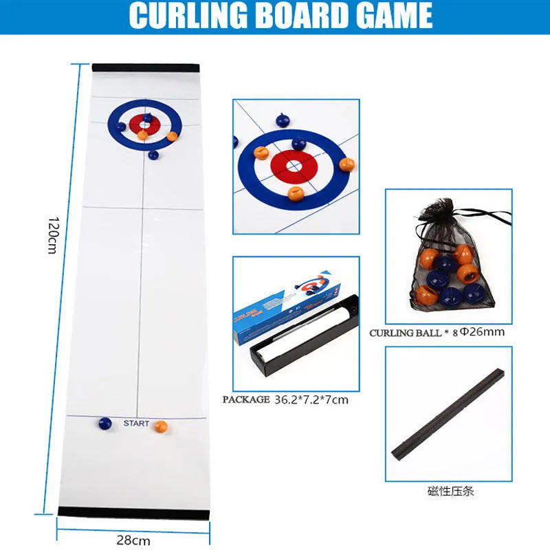 Curling table game with 1200mm runway and 25mm balls, indoor tabletop curling toy for ages 6-16