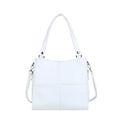 Barrel-shaped crossbody handbag in soft PU leather measuring 30 by 31.5 centimetres