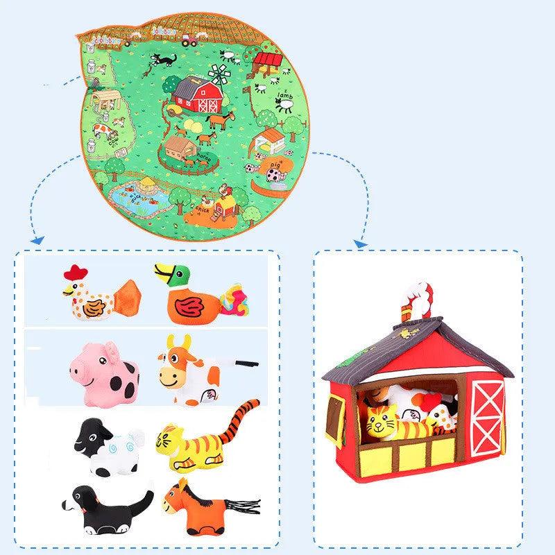 Baby play blanket crawling mat with jungle animal print design for early education.