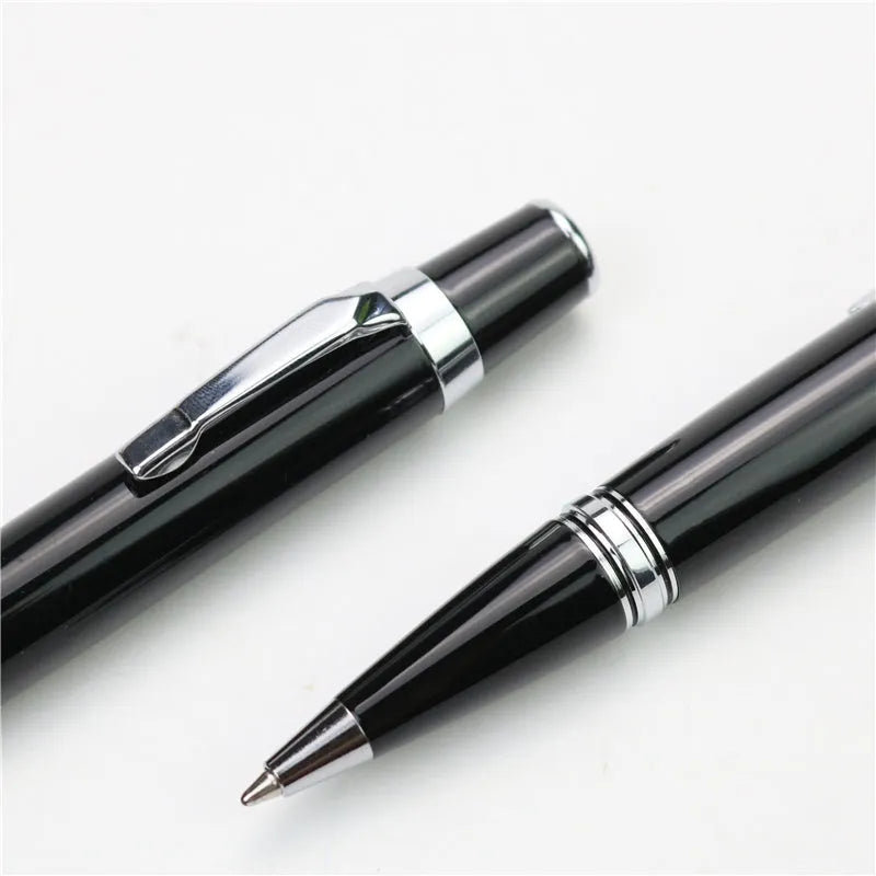 Black full metal pocket rollerball pen with 0.7mm refill and two spare refills