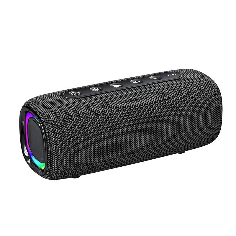 Outdoor waterproof portable wireless Bluetooth speaker EBS-608 in gray with dual speaker units and cloth net cover