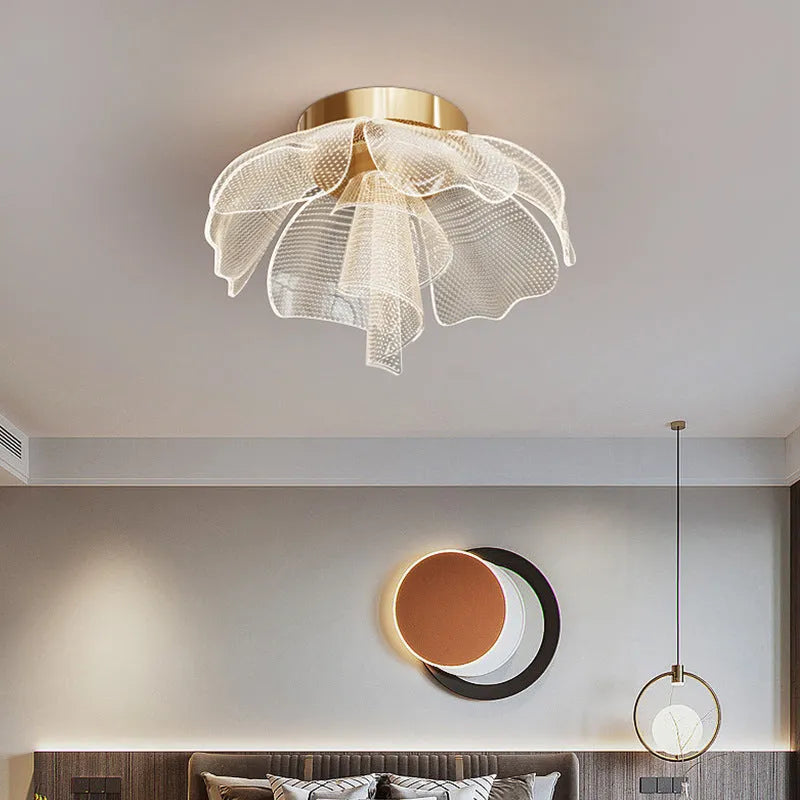55cm flower acrylic ceiling light with iron body, 220V, offering white, warm, and tricolour light