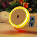 Round halo-shaped LED induction nightlight in blue, showing 18 small LED beads around its ring.