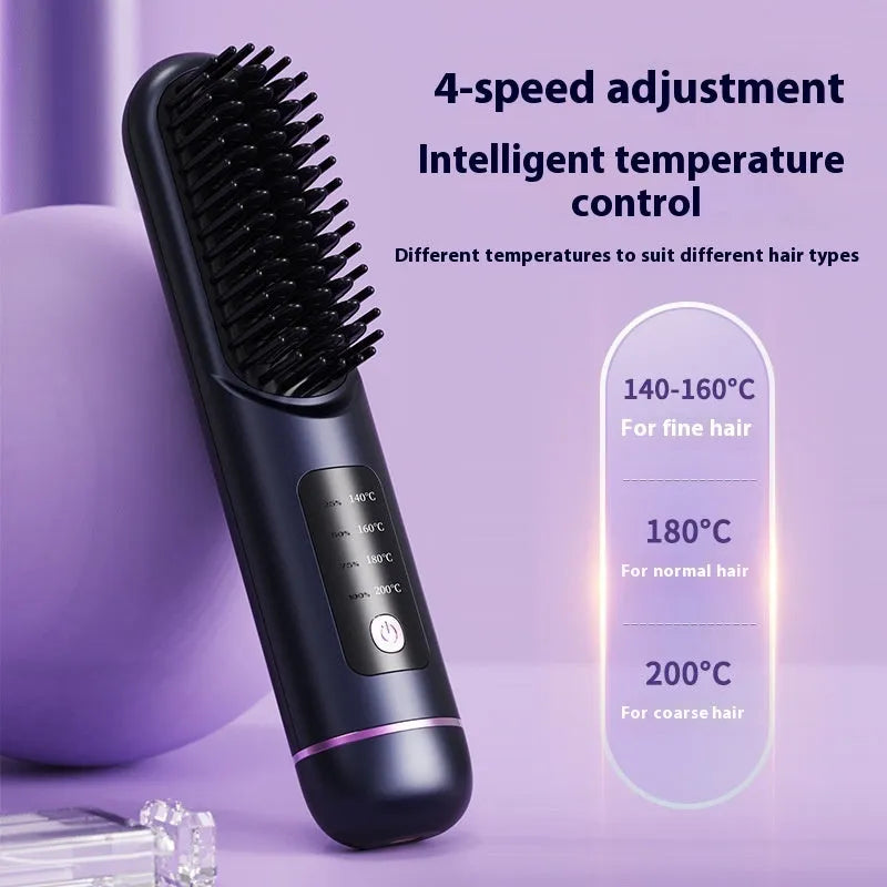 Portable charging negative ion straight hair comb in white, dark blue, or grey colour