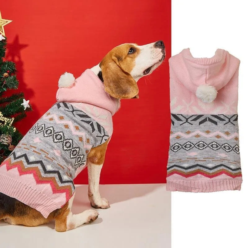 Classic diamond pattern pet sweater for dogs and cats in blue, green, or pink colours