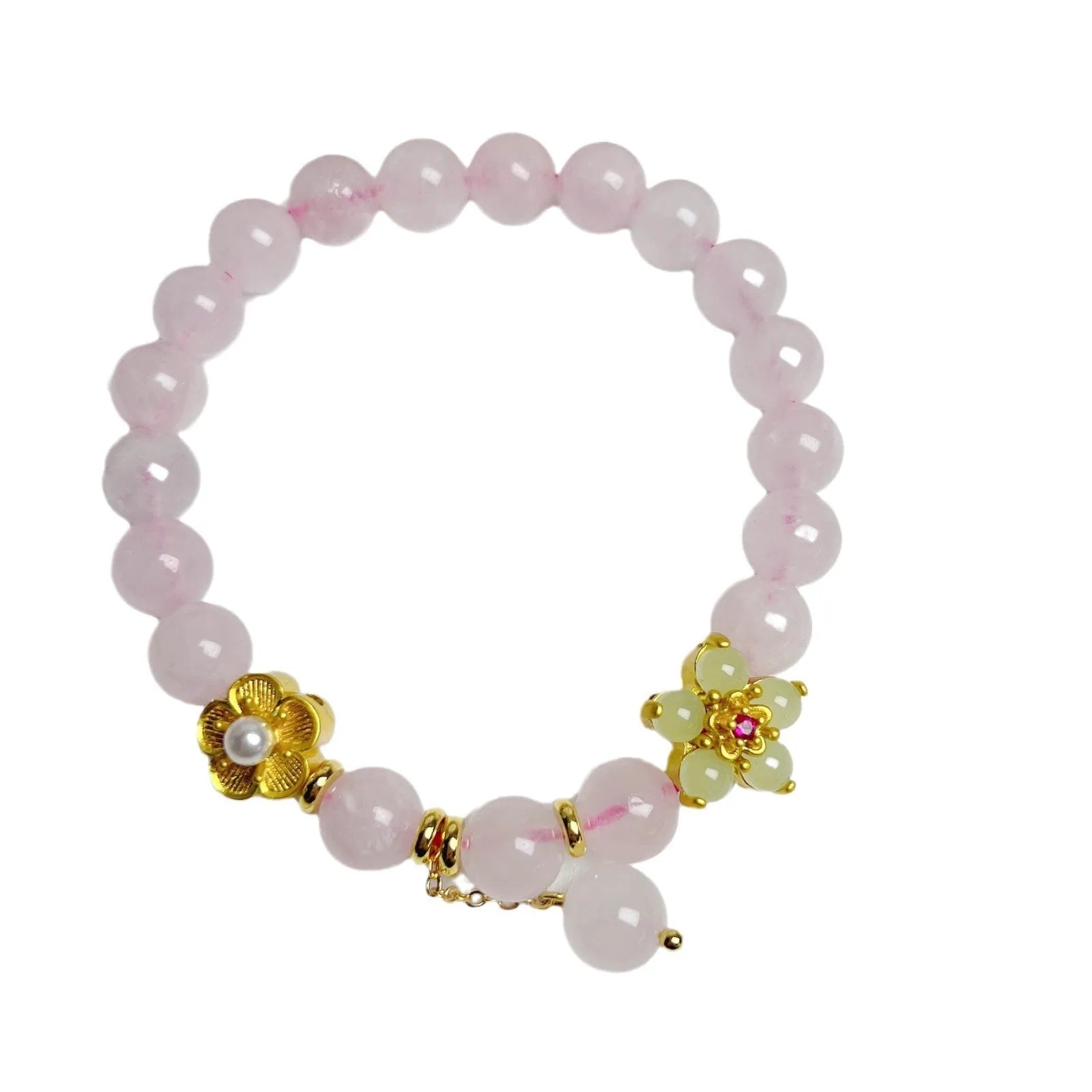 NAFU pink crystal peach blossom bracelet for women, handcrafted natural stone jewellery.