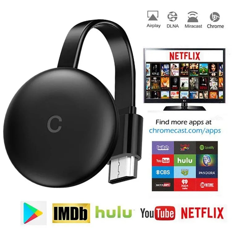 Black G12 wireless display adapter with HDMI connector, 2.4G, 4K, for TV and projector