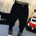 Boys black thickening plus velvet jeans children's cotton winter trousers size 90-130cm