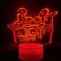 3D drum kit night light with acrylic construction and colour changing LEDs