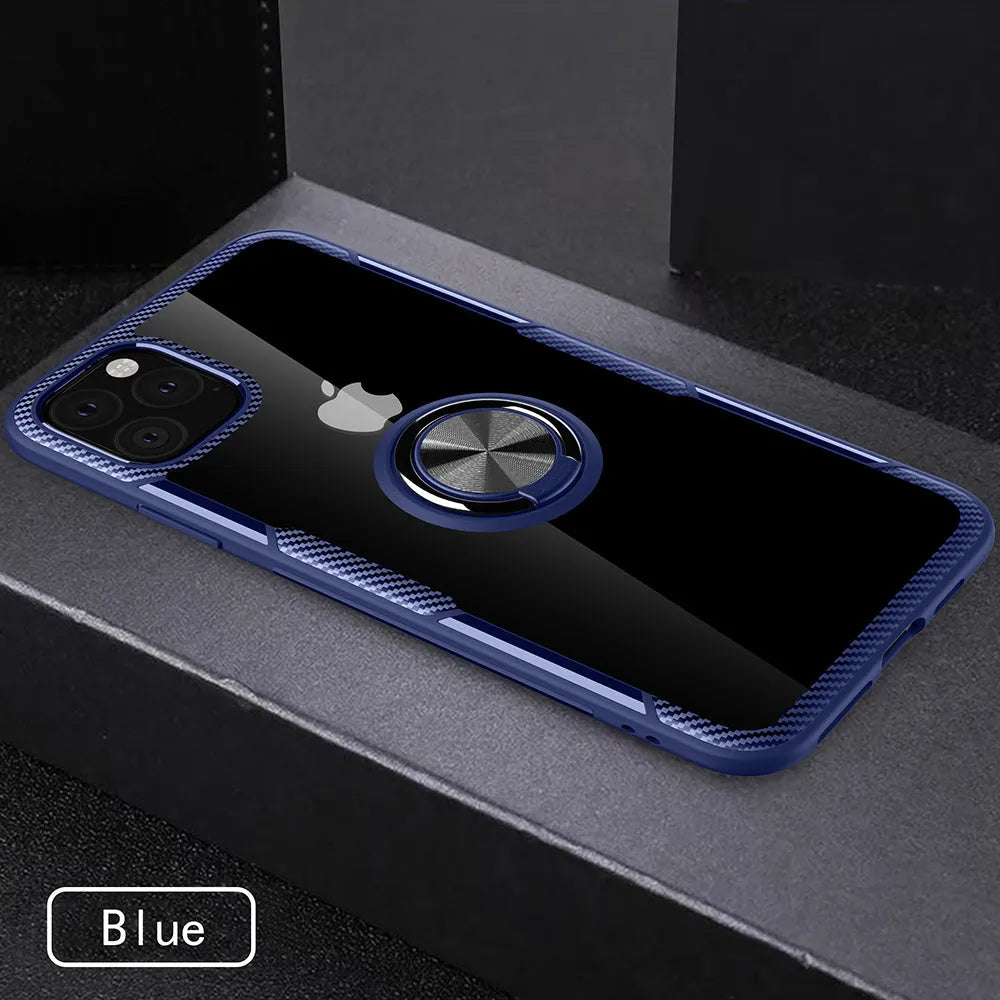 Armoured iPhone case with PU back cover showing demolition design for photography and button access