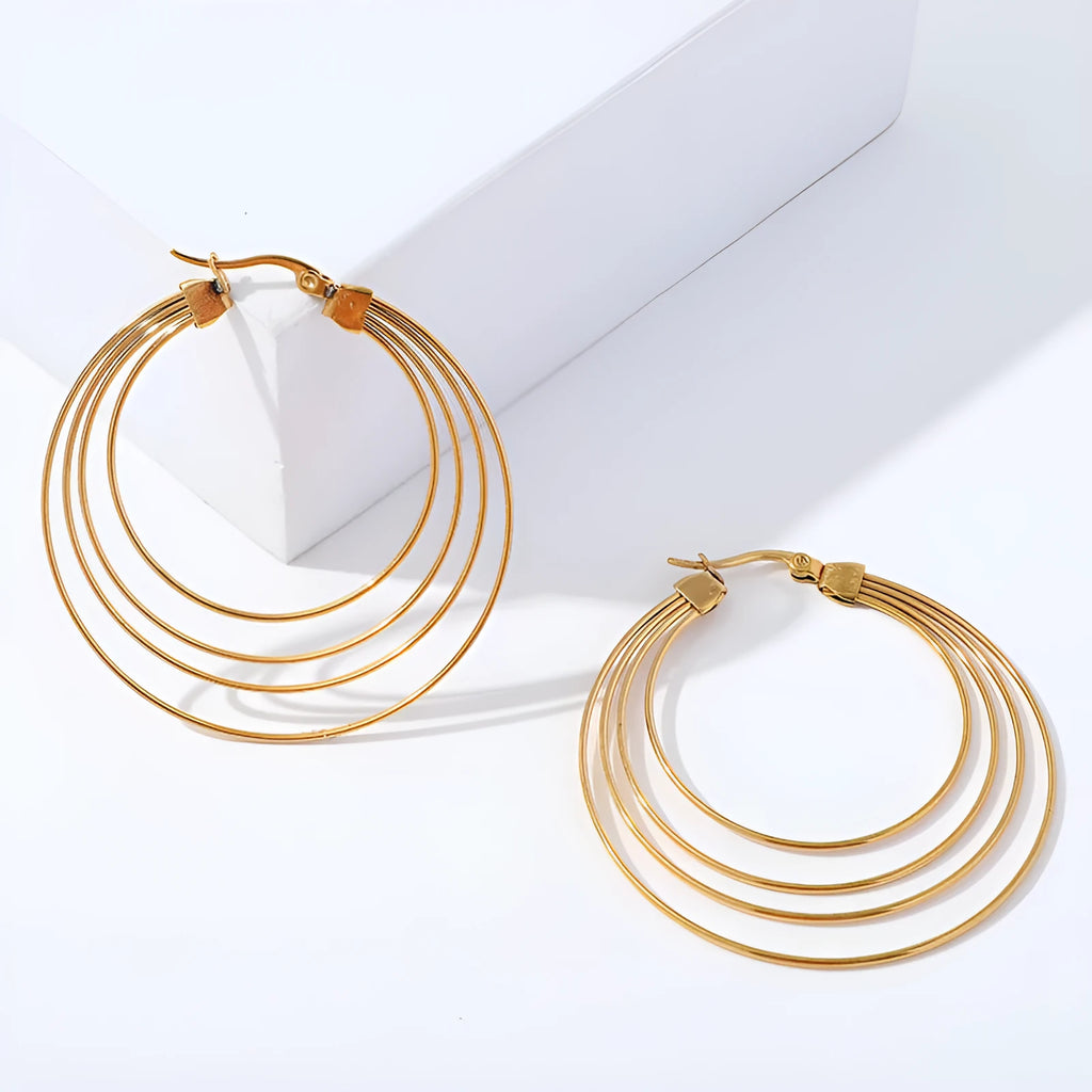 50mm stainless steel geometric hoop earrings with mosquito-repellent incense shape in gold electroplated finish