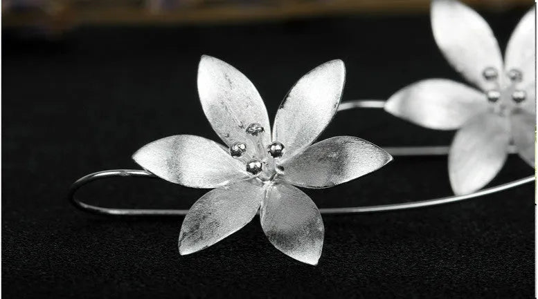 925 sterling silver lotus earrings for women Korean style flower earrings silver colour individually packed
