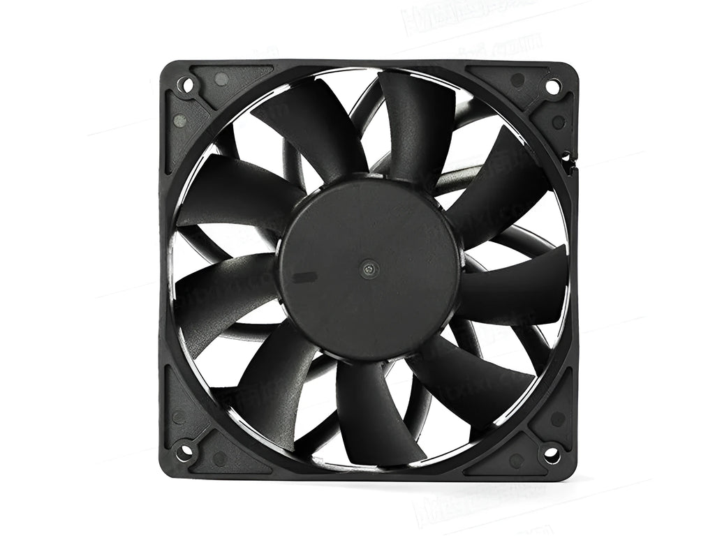 Delta PFC1212DE 120mm 12V DC cooling fan with black PBT frame and 4-pin PWM cable