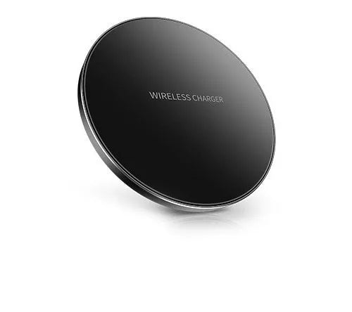 Black wireless charging pad for iPhone Samsung fast charging with copper coil 98mm