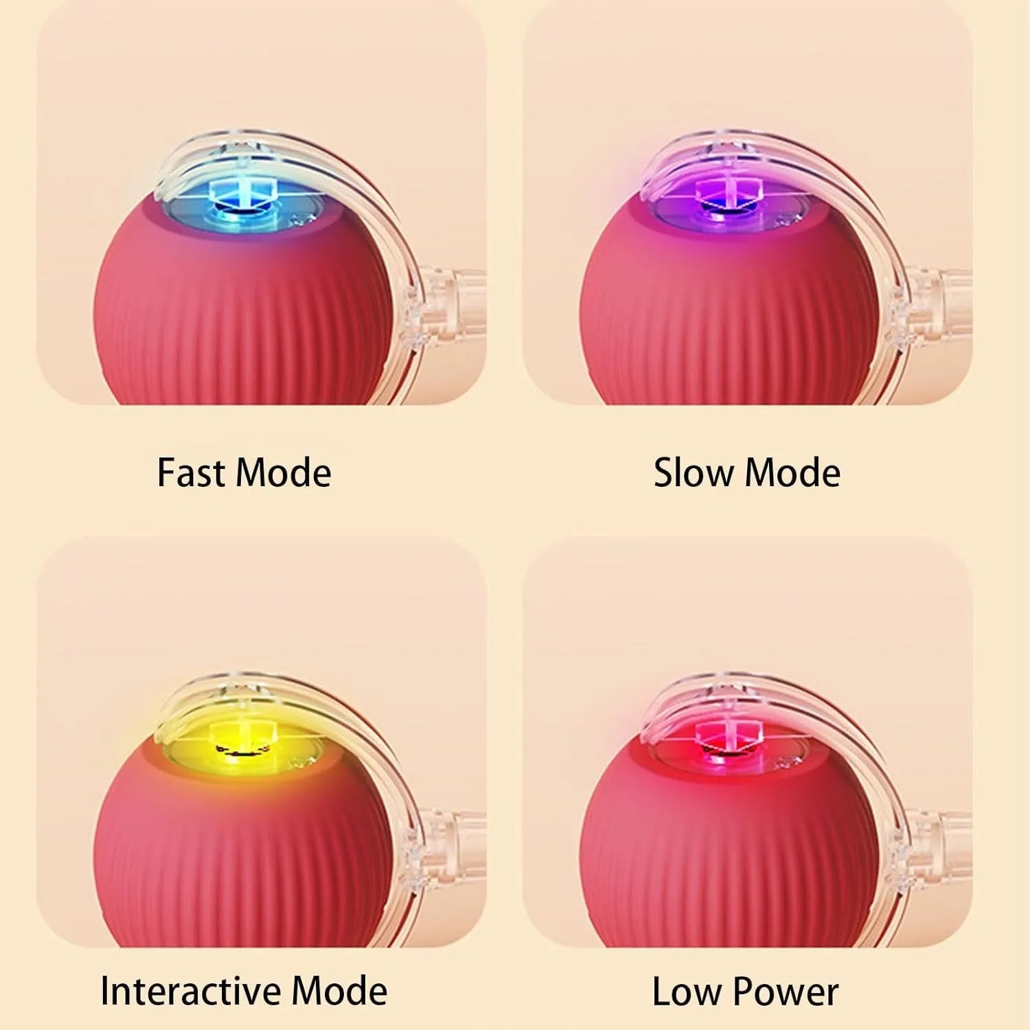 Automatic rolling ball toy for dogs and cats with hanging rope in red colour