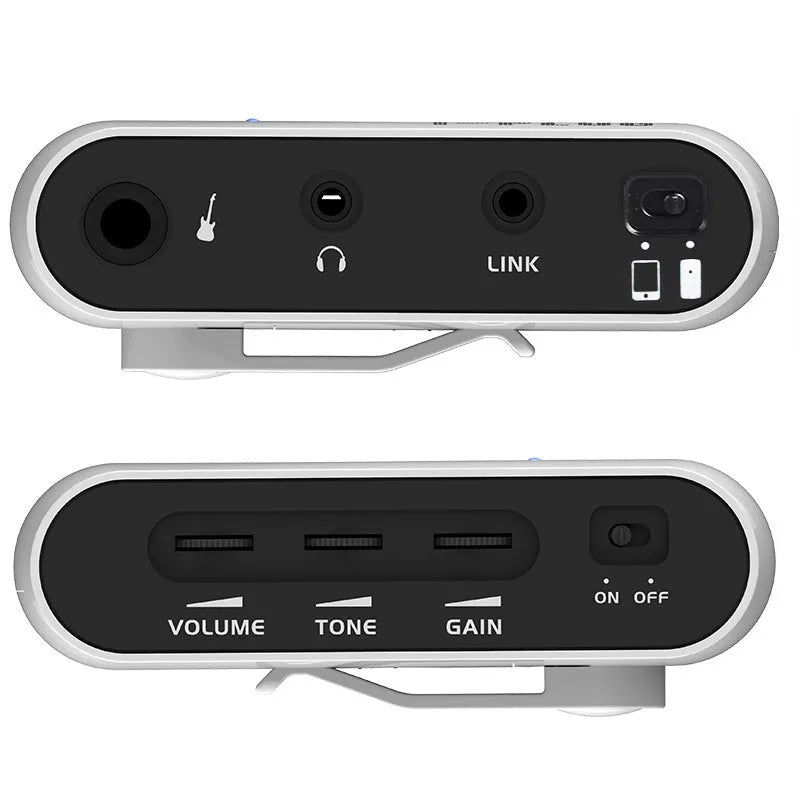 White metal distortion headphone amplifier with 6.35mm jack for guitar practice