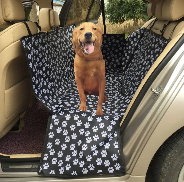 Footprint waterproof dog car seat hammock with safety belt for large dogs Oxford fabric black