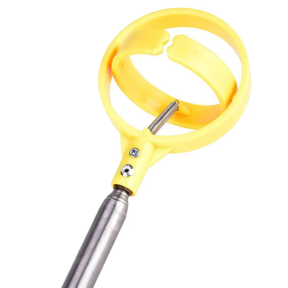 Yellow 8-section telescopic golf ball retriever made of stainless steel with automatic locking catcher
