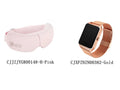 White and pink smart watch and suede cloth eye massager set with Bluetooth connectivity