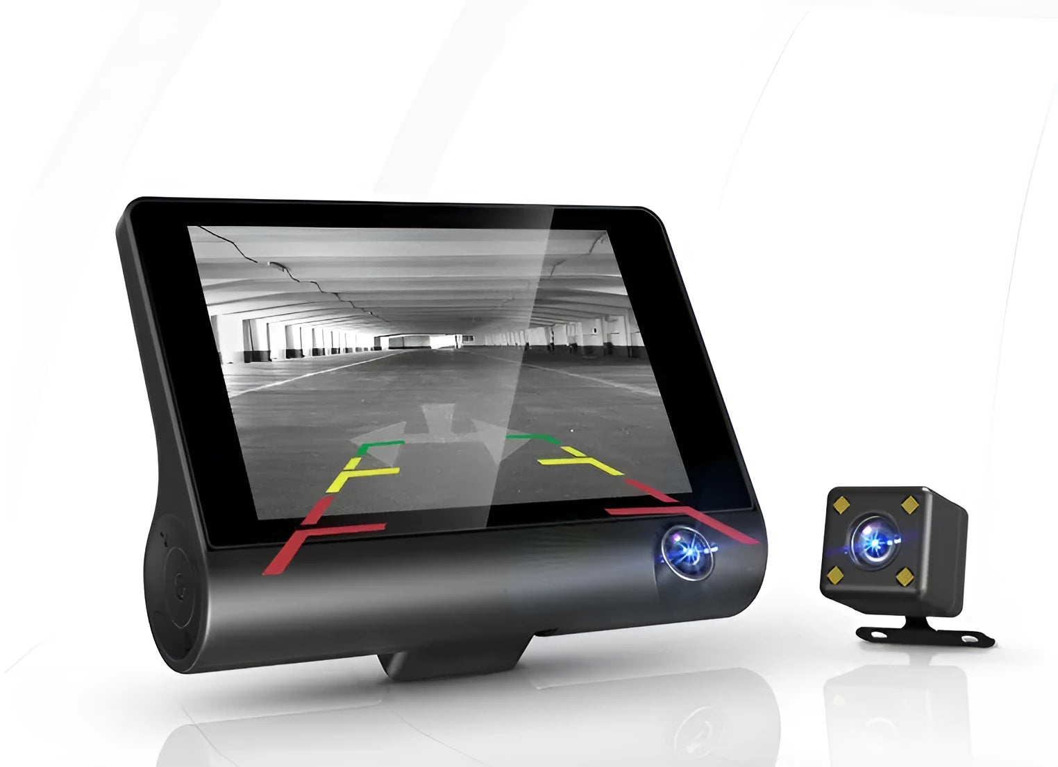 1080P three-record driving recorder with 4-inch screen and 170-degree wide-angle front camera