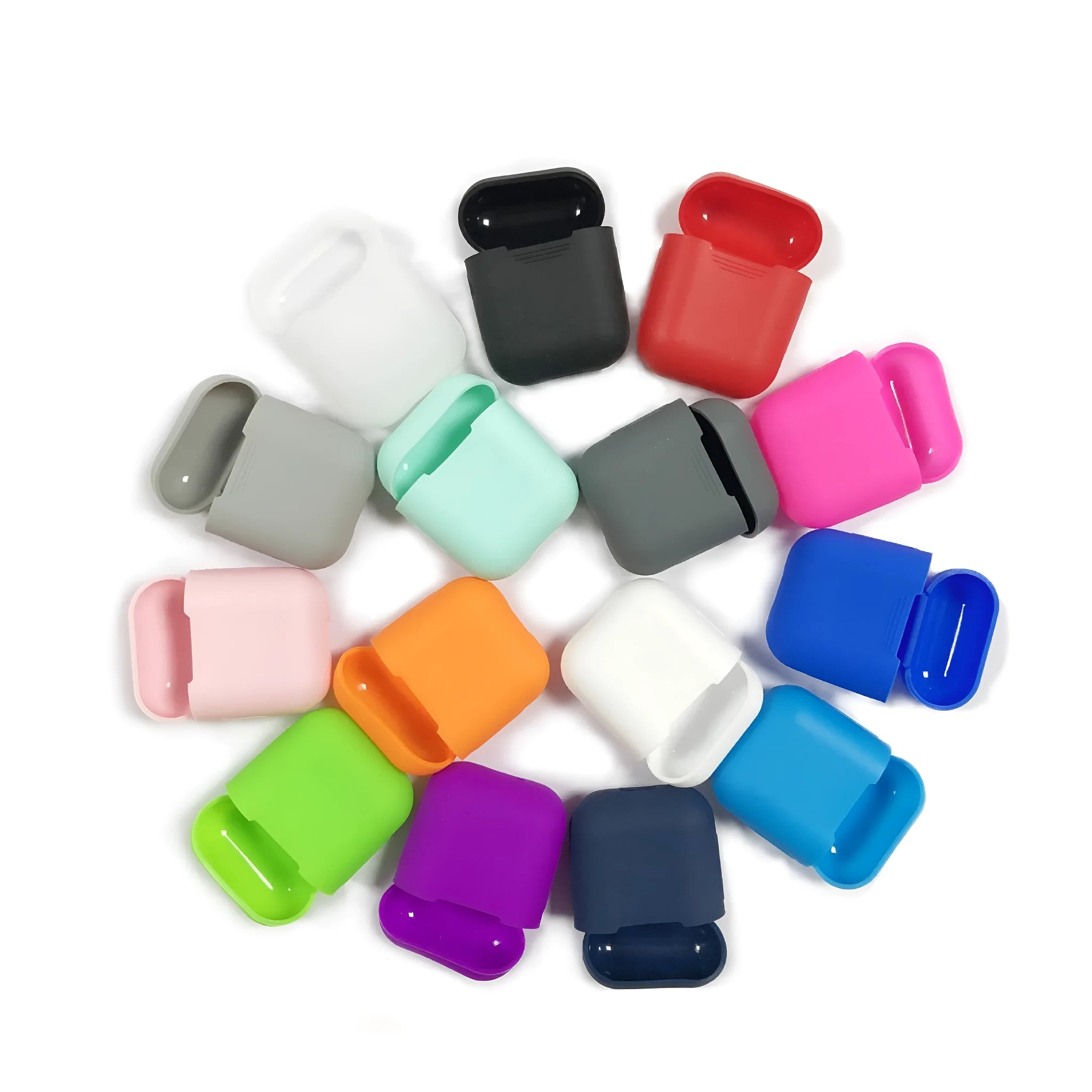 Silicone protective case for a Bluetooth headset in various colours.
