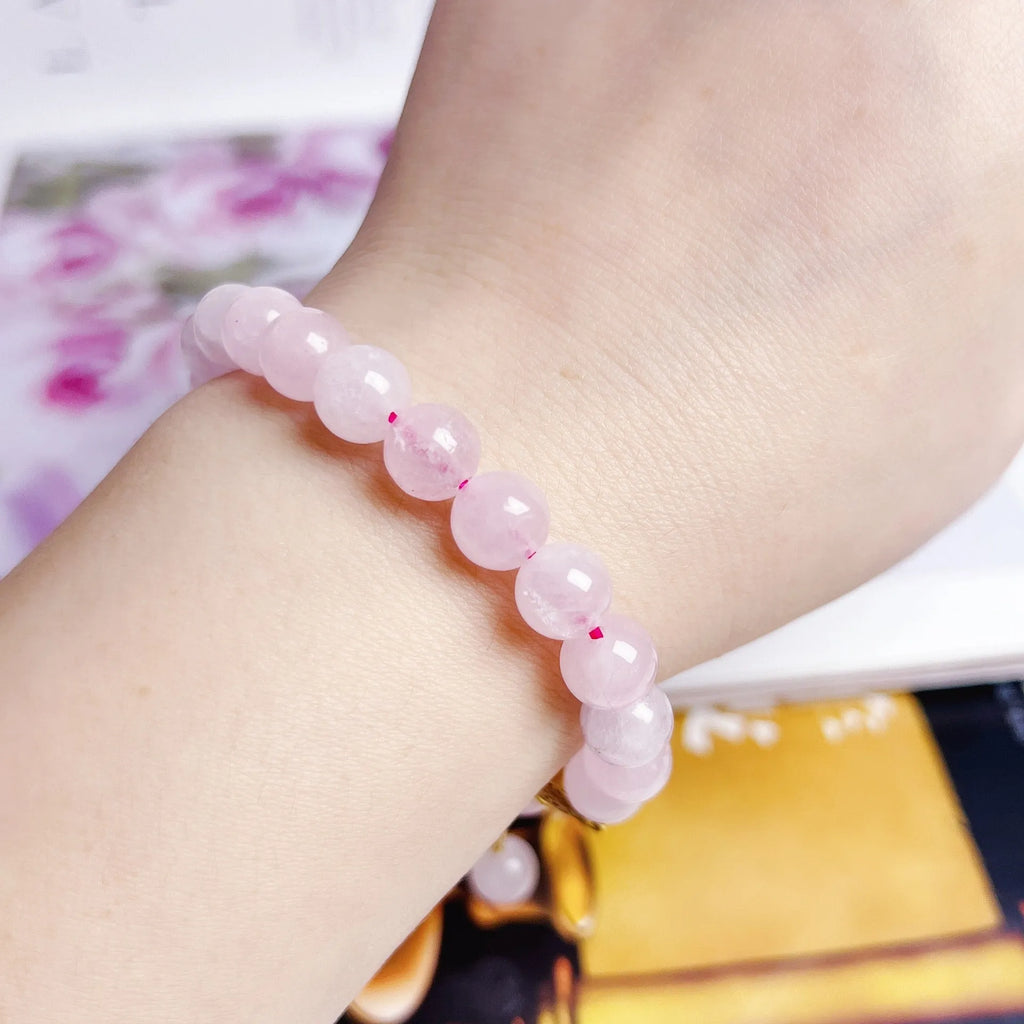 NAFU pink crystal peach blossom bracelet for women, handcrafted natural stone jewellery.