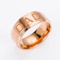 Titanium steel monogram ring with electroplated finish, geometric Korean style, unisex, black colour