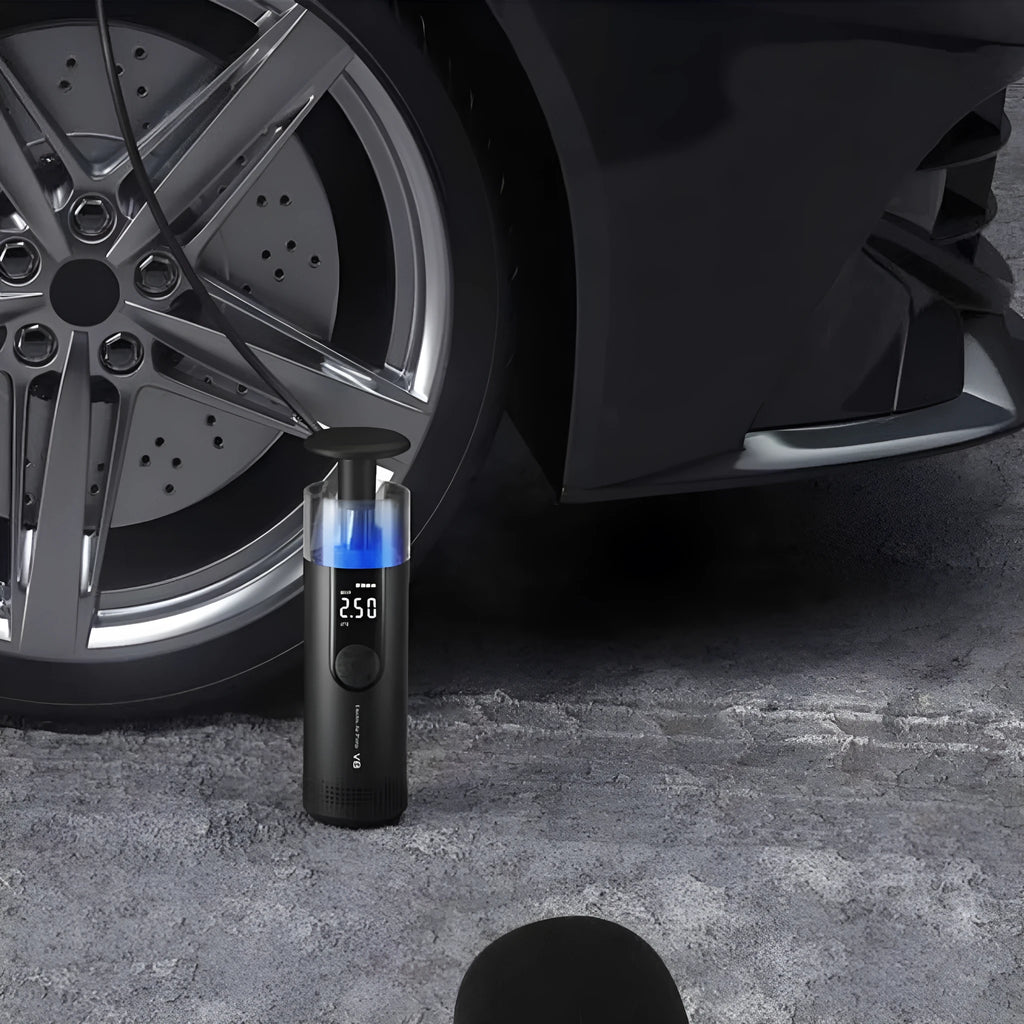 Wireless digital display car air pump with 600cm cable and tyre pressure gauge