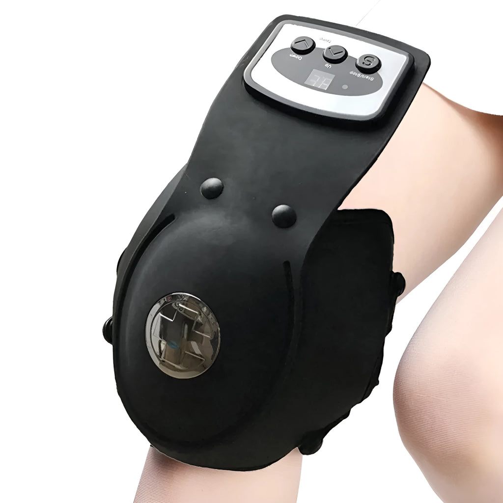 Knee massager unit with infrared heat function, knee pads, shoulder pads and international power adapters