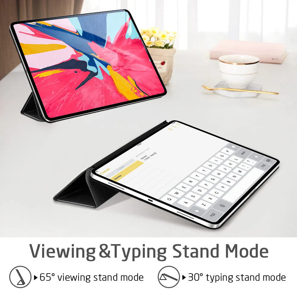 Magnetic smart case for iPad Pro 11 with trifold stand and Apple Pencil charging support in black