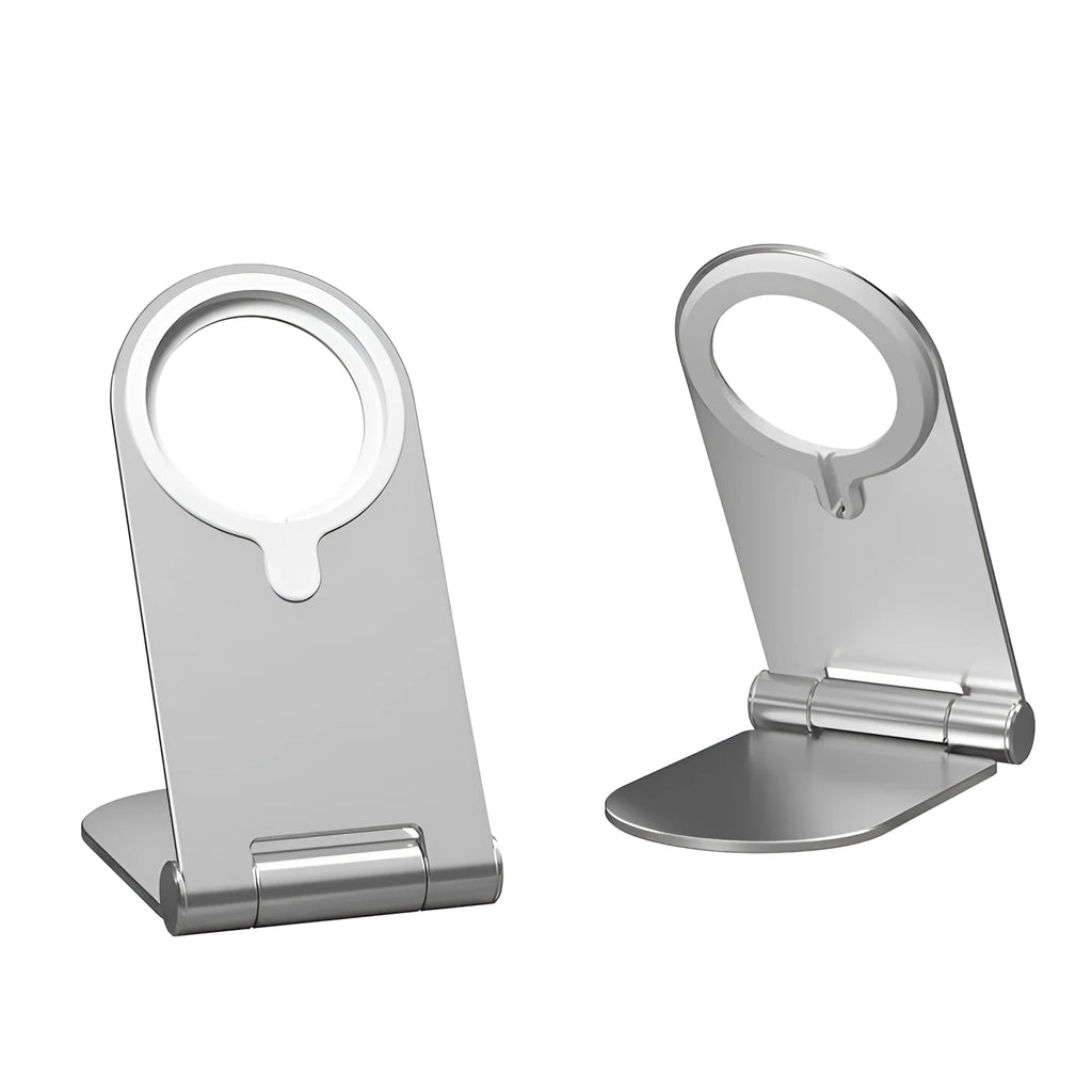 Silver vertical adjustable magnetic phone bracket for iPhone 12 with aluminium alloy construction