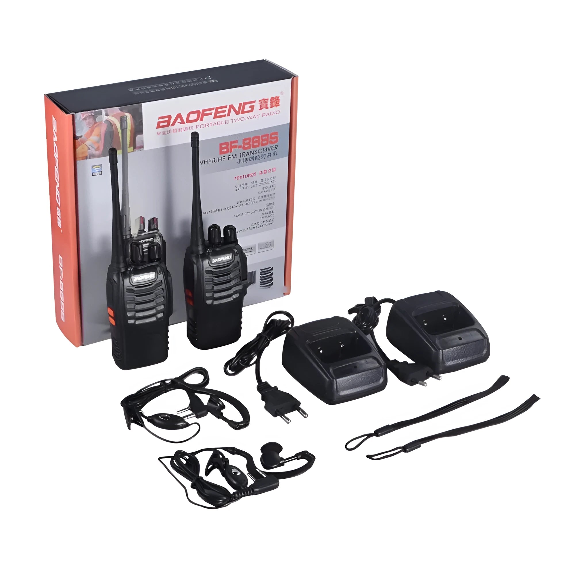 Black BF-888S two-way radio walkie talkie with antenna and belt clip