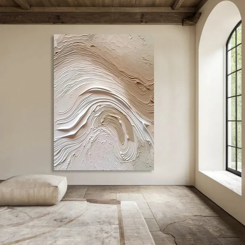 Handmade Oil Painting Wall Decor 50x70cm Canvas Art Frameless Simple Modern Style Cream Tone Entrance Decoration Frameless Painting Living Room Artwork