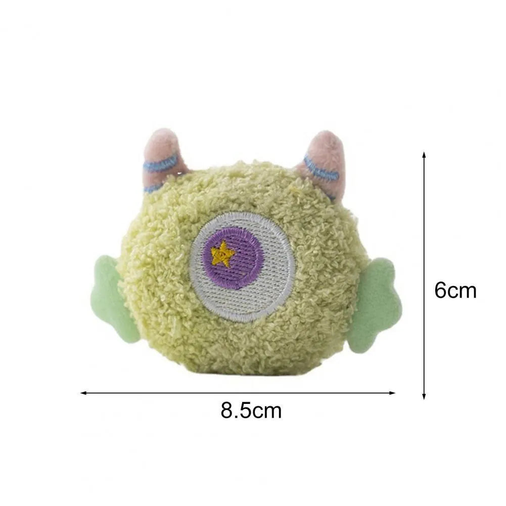 Cartoon plush dog chew toy with squeaker in grey green pink white or yellow colours