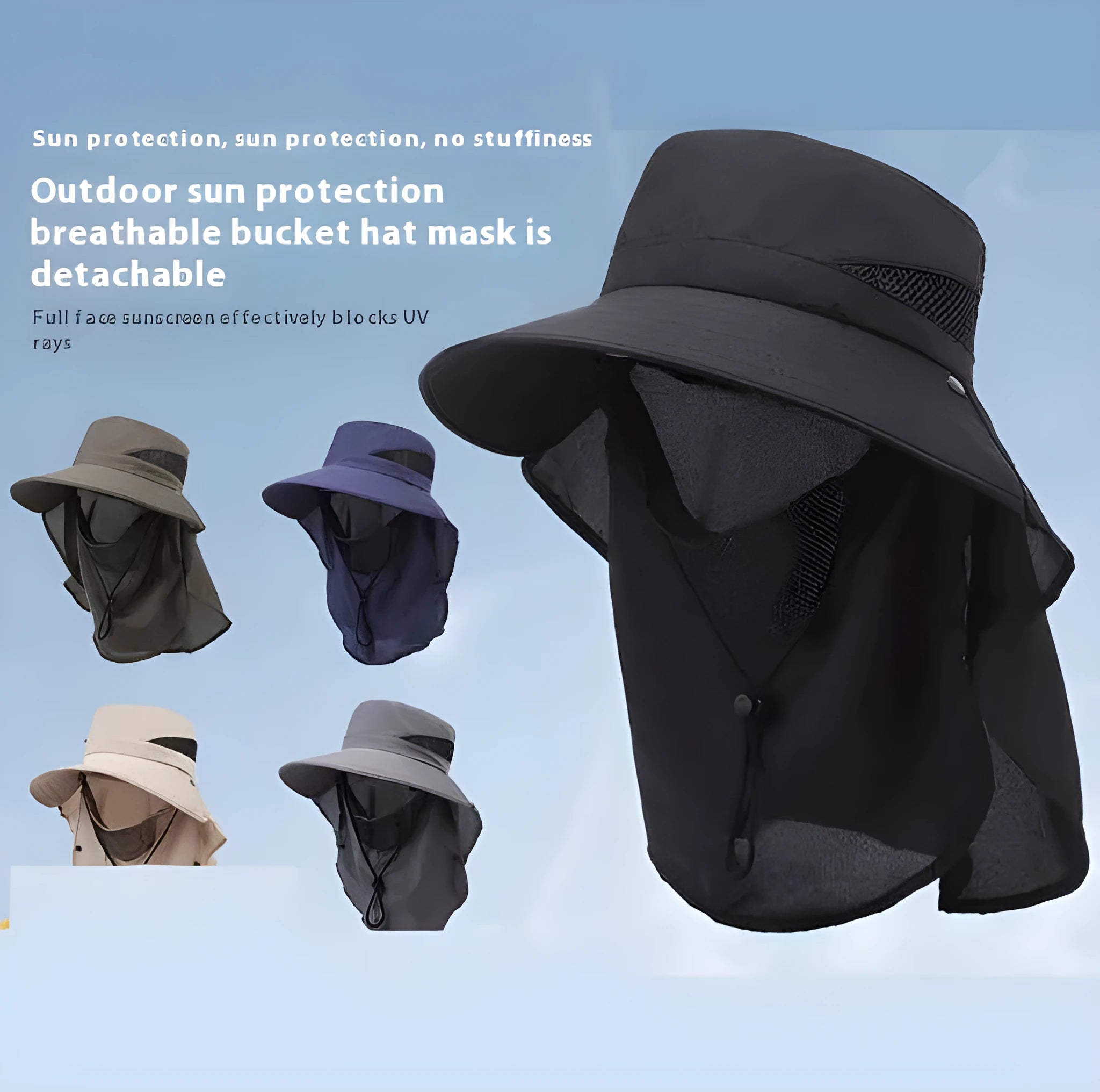 Men's wide brim fisherman hat in polyester fabric with adjustable fit for sun protection