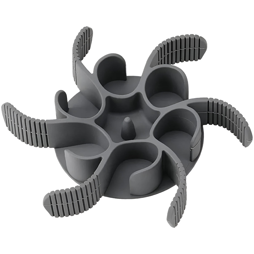 Red silicone dog slow feeder insert with suction cups and conical handles