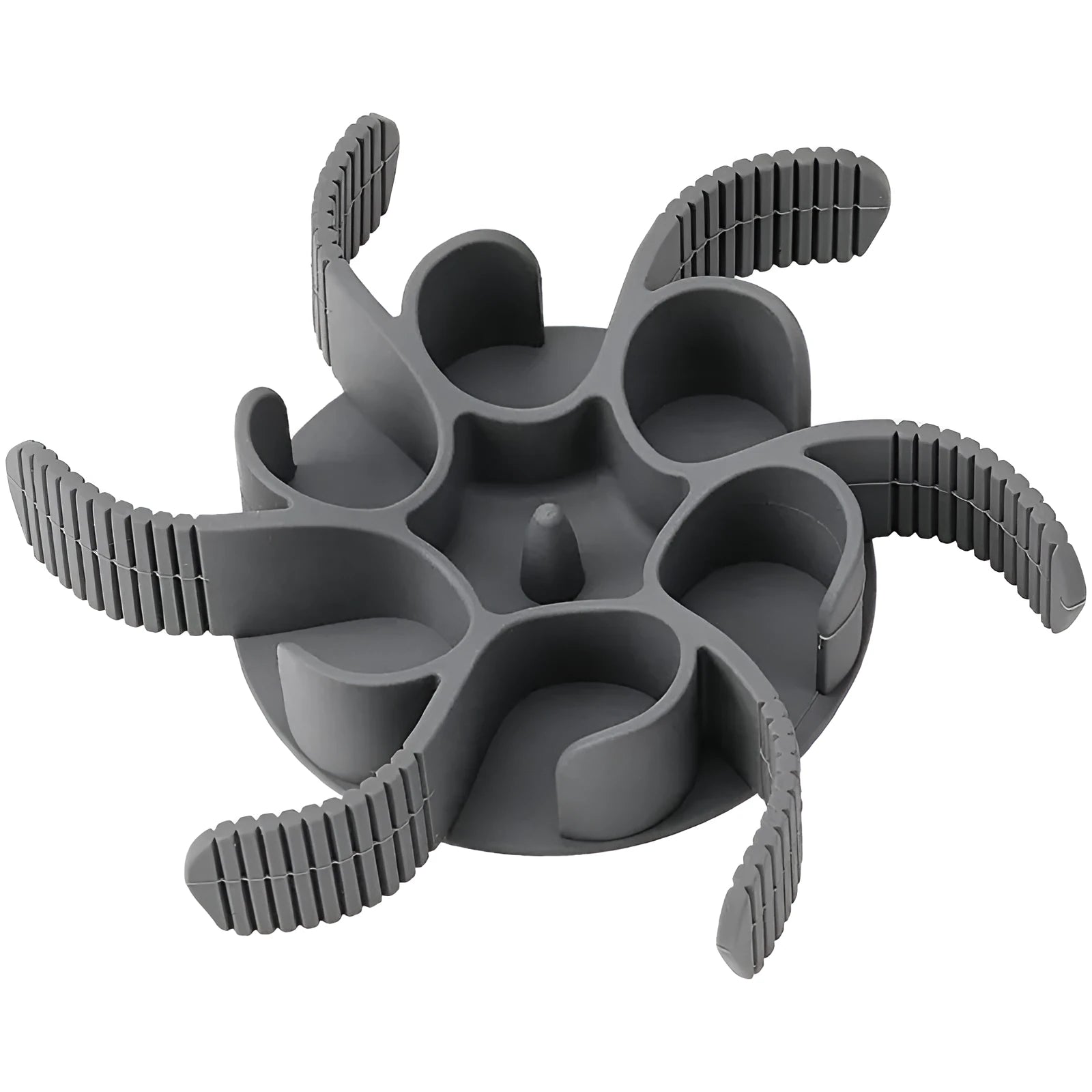 Red silicone dog slow feeder insert with suction cups and conical handles