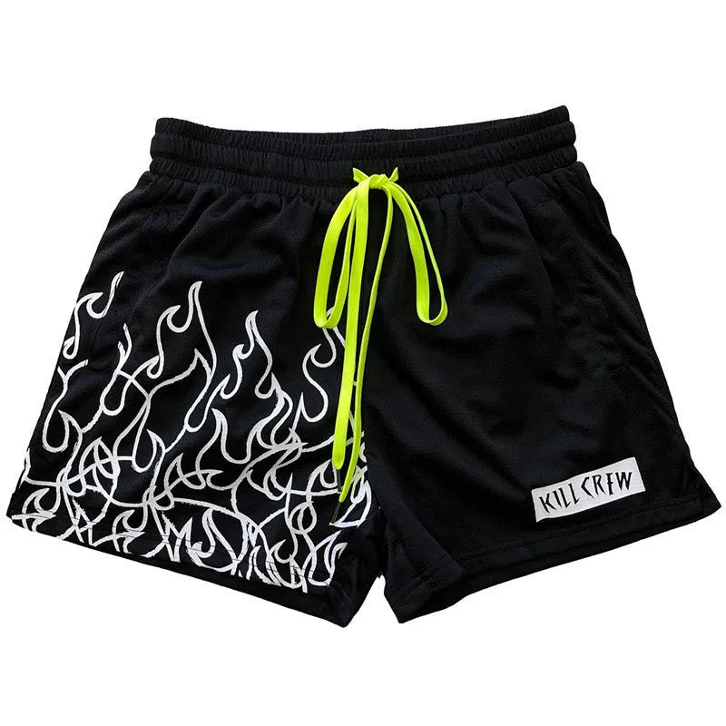 Men's mesh breathable sports fitness shorts in polyester with elasticated waist