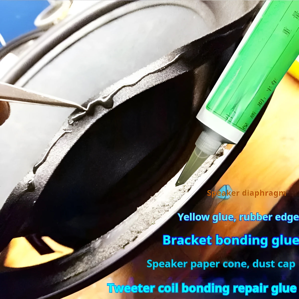 70ml green rubber-based speaker repair glue for horn repair, cold curing liquid adhesive