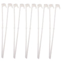 10 white plastic car window flag pole holder clips on a white background.